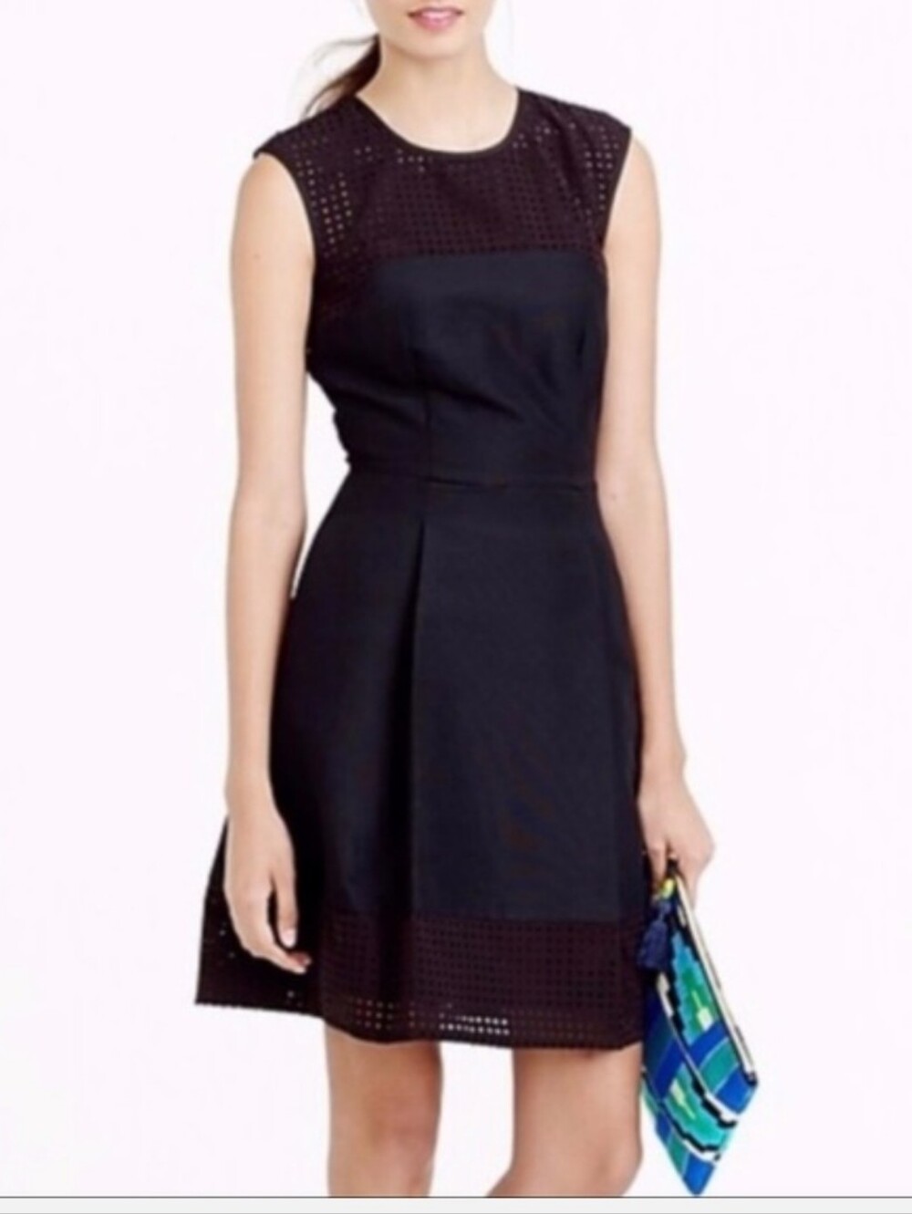 J. Crew • Sleeveless Perforated Fit & Flare Dress